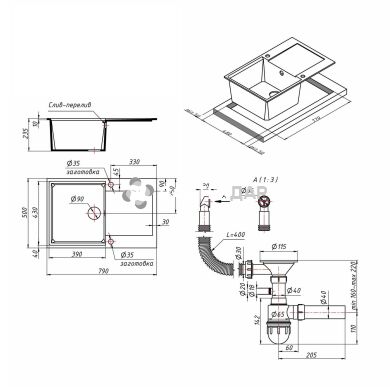 Мойка кухонная Lidz 790x495/230 GRA-09