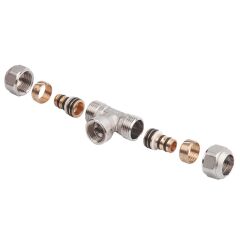 Тройник металлопластиковый обжимной Іcma 16х1/2х16 ВР №538