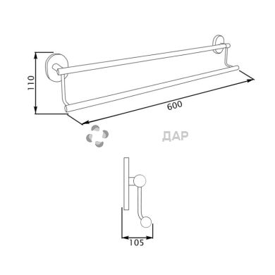 Держатель полотенец GF Italy 2909 65 см хром
