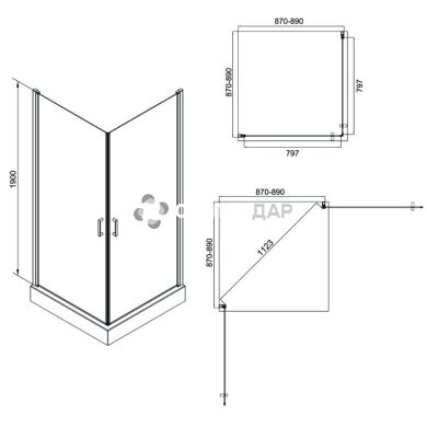 Душова кабіна Q-tap GEMINI 1099SC6 квадрат 90x90 розпашні без піддона