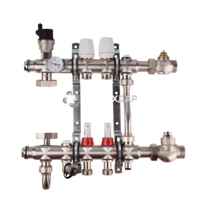 Коллекторный узел SD FORTE для теплого пола 001 1''х11 выходов нержавейка