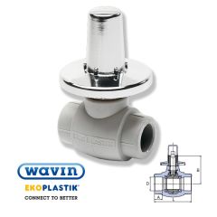 Кран шаровый под штукатурку ППР Wavin Ekoplastik 20 мм с отражателем