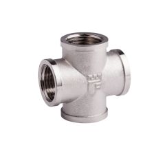 Крестовина латунная SD Forte 1/2 ВВВВ никель