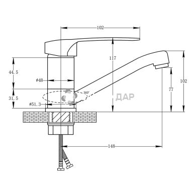 Смеситель для кухни Potato P4533-2-35 на гайке