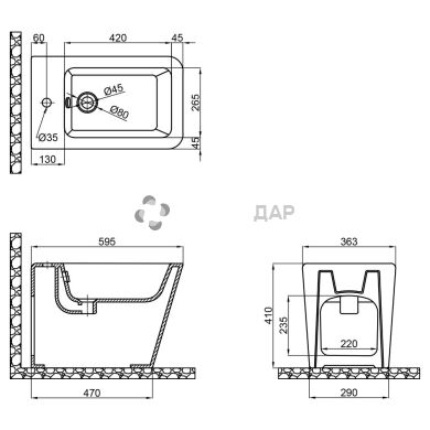 Біде підлогове Qtap Tern QT1744003CW