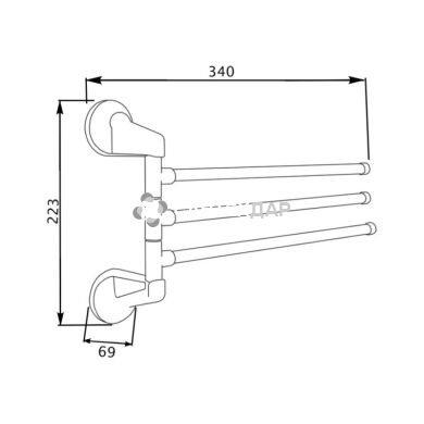Держатель полотенец GF Italy 2813 тройной поворотный хром