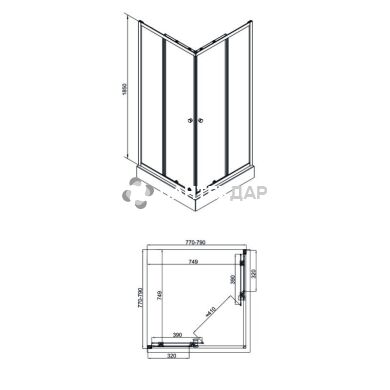 Душова кабіна Q-tap PRESTO 1088SP5 квадрат 80x80 розсувні без піддона