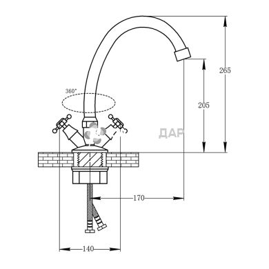 Смеситель для кухни буксовый Potato P4965 на гайке