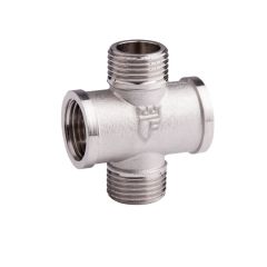 Крестовина латунная SD Forte 1/2 ВНВН никель