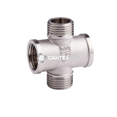 Крестовина латунная SD Forte 1/2 ВНВН никель