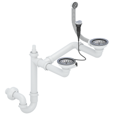 Сифон-автомат для кухонної мийки 3 &frac12;, подвійний