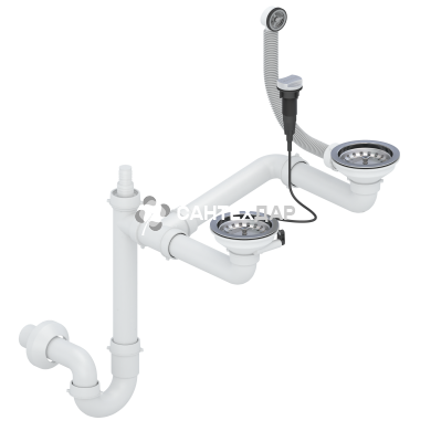 Сифон-автомат для кухонної мийки 3 &frac12;, подвійний