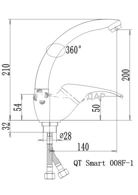 Смеситель кухонный на гайке Q-Tap Smart CRM 008F-1