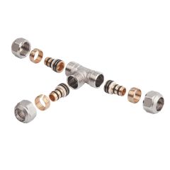 Тройник металлопластиковый обжимной Іcma 16х16х16 мм №536