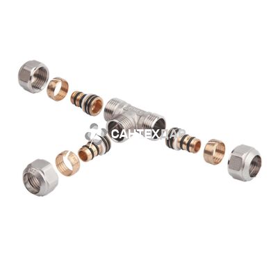 Тройник металлопластиковый обжимной Іcma 16х16х16 мм №536