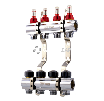 Коллекторный блок с расходомерами FADO 1"х4 выхода