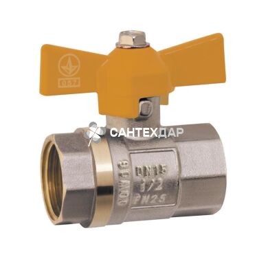 Кран шаровый для газа Valve 3/4" ВВ бабочка