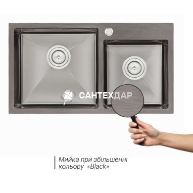 Мийка кухонна з нержавіючої сталі Qtap S7843BL 2.7/1.0 мм