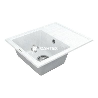 Мойка кварцевая Vankor Lira LMP 02.55 White stone + сифон