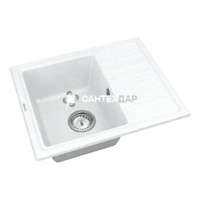 Мойка кварцевая Vankor Lira LMP 02.55 White stone + сифон