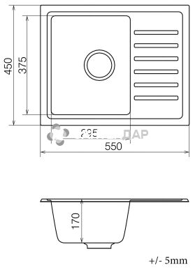 Мойка кварцевая Vankor Lira LMP 02.55 White stone + сифон