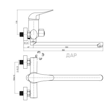 Смеситель для ванной Q-Tap Integrа CRM 005 NEW