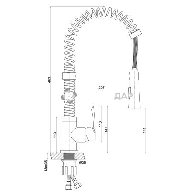 Смеситель кухонный на гайке Q-Tap Tenso CRM 013F
