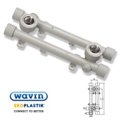 Комплект для смесителя настенный ППР Wavin Ekoplastik 25х1/2" ВР двойной