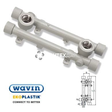 Комплект для смесителя настенный ППР Wavin Ekoplastik 25х1/2" ВР двойной