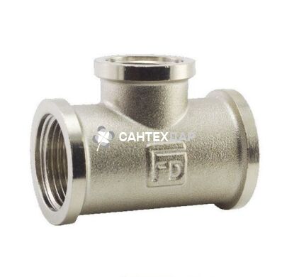 Тройник латунный редукционный FADO 1x3/4x1 ВВВ никель