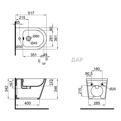 Біде підвісне Qtap Scorpio QT1455053FMB
