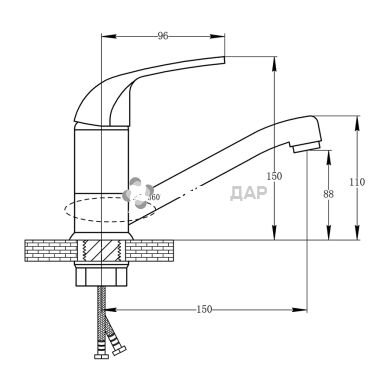 Смеситель для кухни Potato P45203-2-35 на гайке