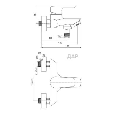 Смеситель для ванной Q-Tap Light CRM 006
