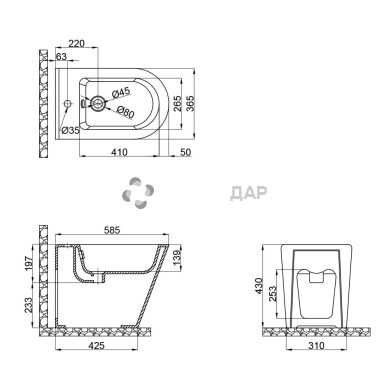 Біде підлогове Qtap Scorpio QT14441003CW