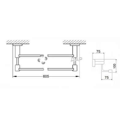 Держатель полотенец GF Italy 2609 двойной 65 см венге