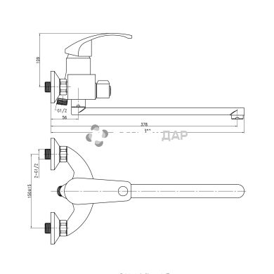 Смеситель для ванной Q-Tap Mars СRM 005 NEW
