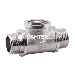 Тройник латунный АБ 1/2 НВН никель