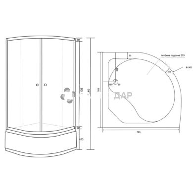 Душова кабіна Lidz Latwa 80x80 високий скло Frost