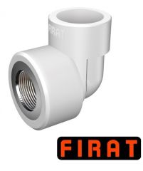 Колено ППР Firat 20х3/4 ВР белое