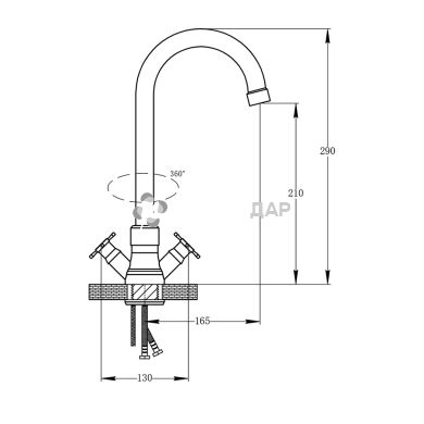 Смеситель для кухни буксовый Potato P4054-6