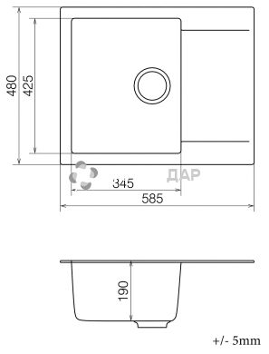 Мийка кварцева Vankor Orman OMP 02.61 White stone + сифон