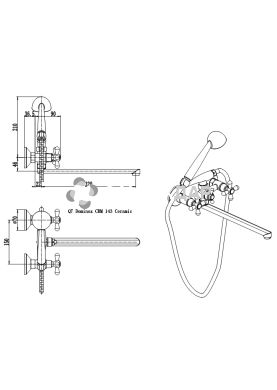 Смеситель для ванной буксовый Q-Tap Dominox CRM 143 керамика