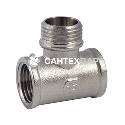 Тройник латунный АБ 1/2 ВНВ никель