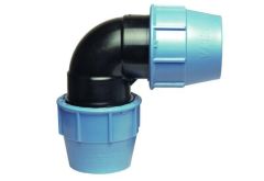 Колено зажимное для труб ПНД Unidelta 63 мм