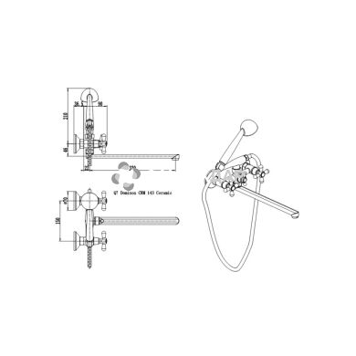 Смеситель для ванной буксовый Q-Tap Dominox CRM 143K резина