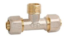 Тройник металлопластиковый обжимной Gross 20х1/2"х20 НР