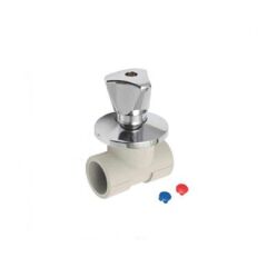 Вентиль запорный проходной ППР KAN 20 мм для закрытого монтажа с никелированным маховиком