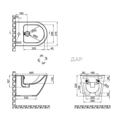 Біде підвісне Qtap Robin QT1355046FW