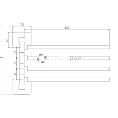 Держатель полотенец GF Italy 2614 четырехуровневый поворотный венге