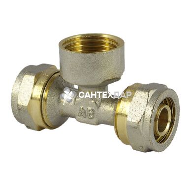 Тройник металлопластиковый обжимной АБ 20х3/4х20 ВР